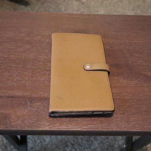 Vera Bradley Brown pebbled leather travel wallet